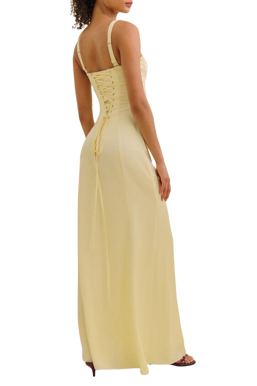 SZ 2 Reformation Britney Satin Dress Buttercream NWT